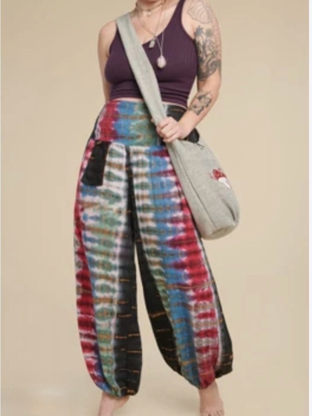 stradivarius Multi-Color Tie-Dye Wide Leg Harem Pants